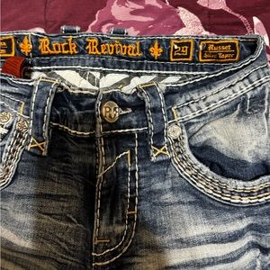 Men rock revival jeans, worn twice